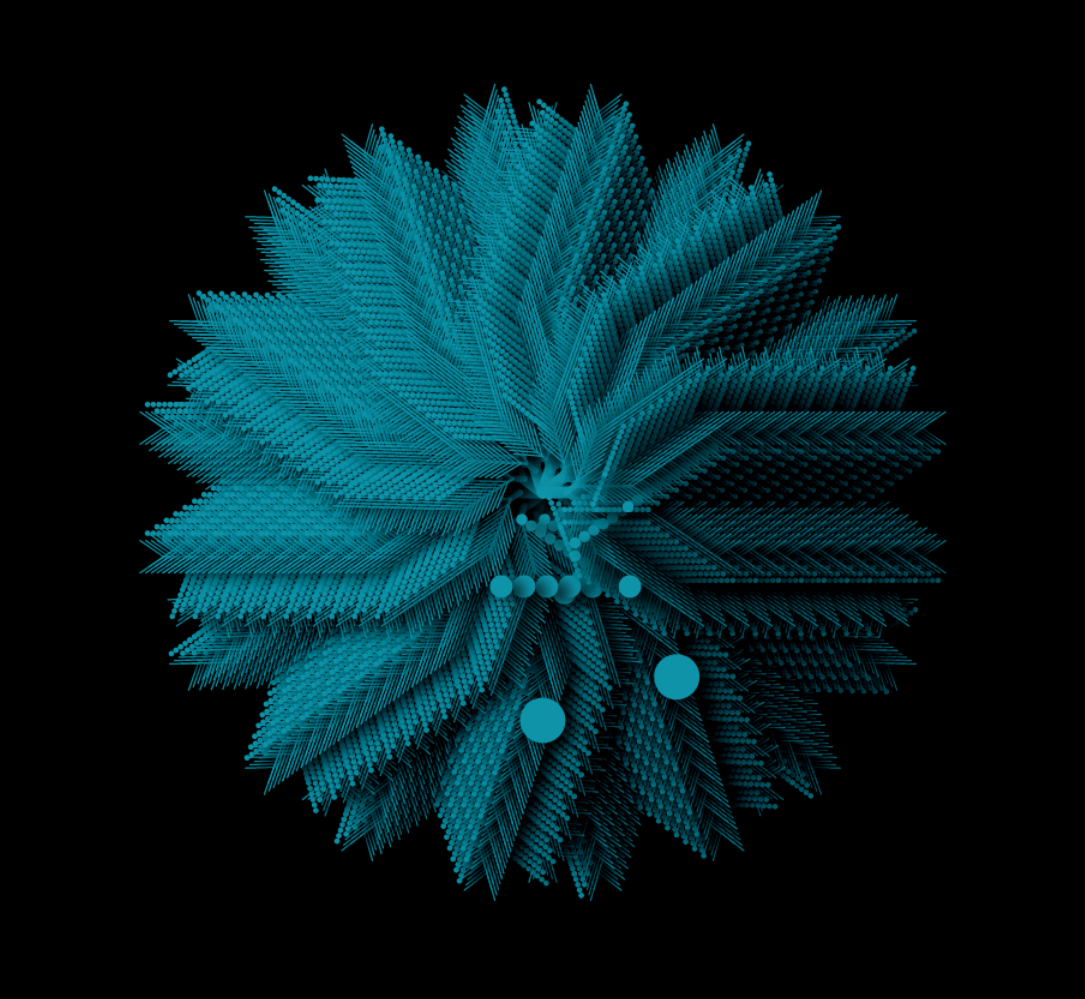 Complex blue fractal.